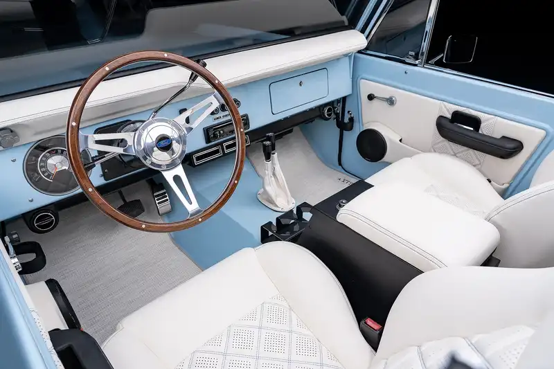 Velocity Ford Bronco classic car restomod leather interior