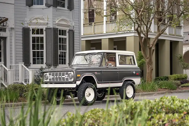 Velocity Ford Bronco classic car restomod with uncut rear fenders