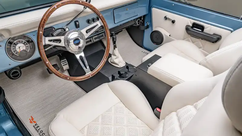 1977 Brittany Blue Ford Bronco 14 15 Driver Side Interior Lg