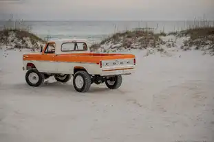 Coastal Escapes_Orange Classic Ford F250