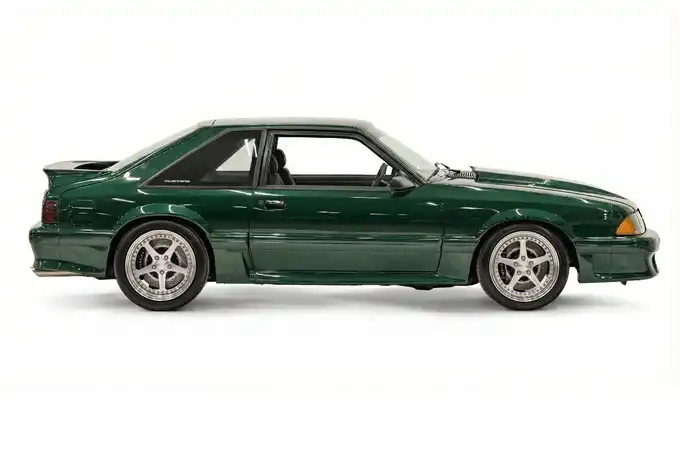 Velocity Fox Body Ford Mustang GT rendered in Eruption Green