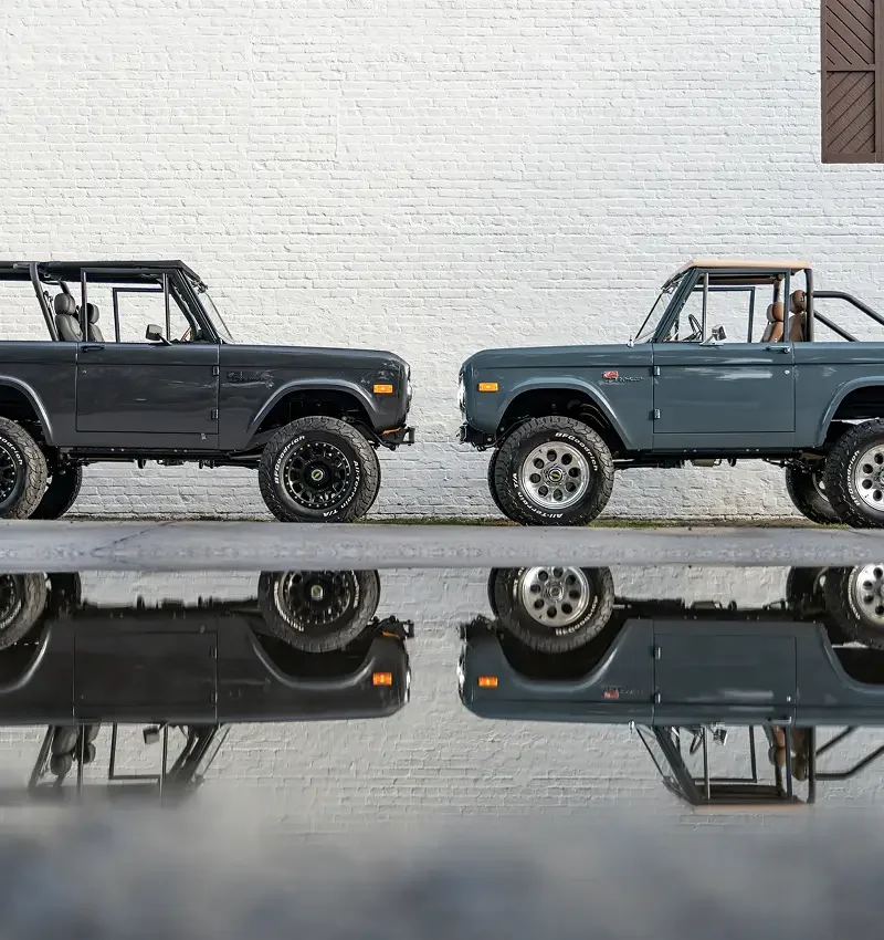 Two restored Ford Broncos