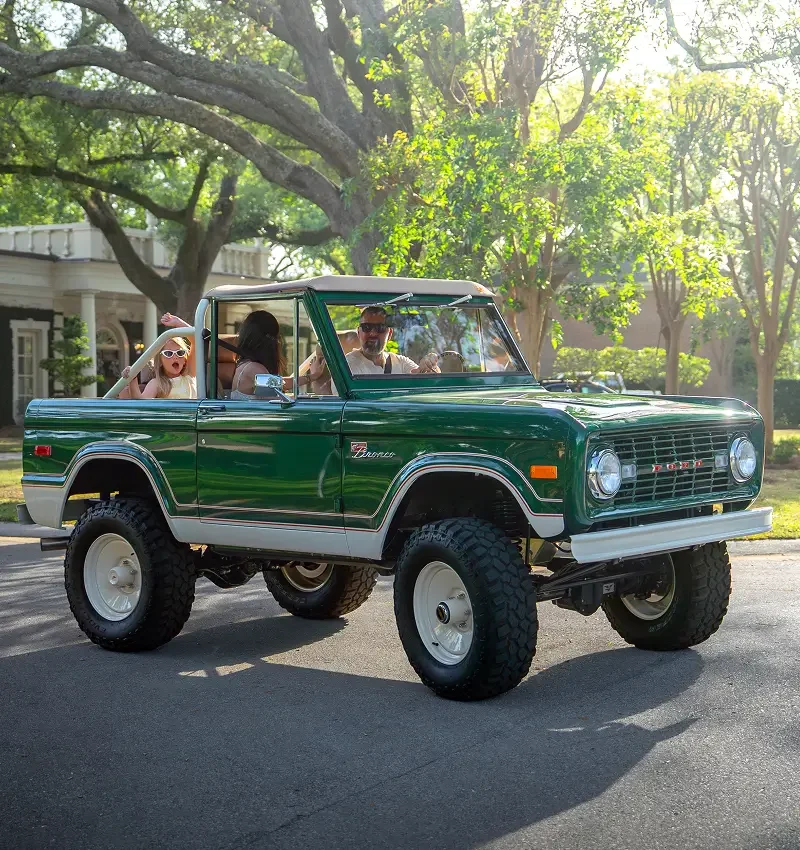 Velocity Ranger Package restored classic Ford Bronco in green