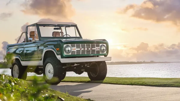 Beautiful green restored classic Ford Bronco