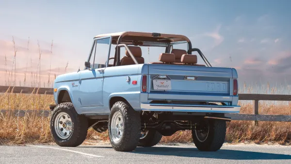 Velocity Classic Ford Bronco overlooking fields