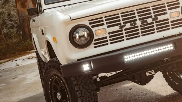 Classic Ford Bronco with LED lights in front bumper