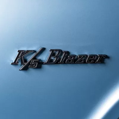 K5 Blazer logo on restored truck