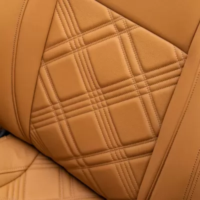 Custom leather seating in a K5 Blazer
