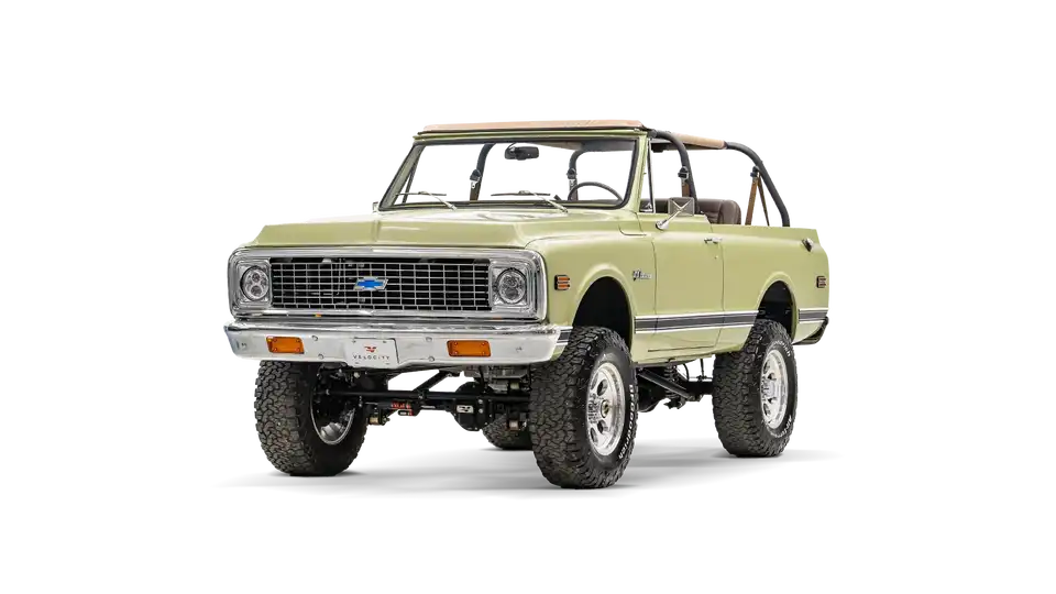 Olive Green 1970 Chevy K5 Blazer For Sale_4 Drivers Side Front