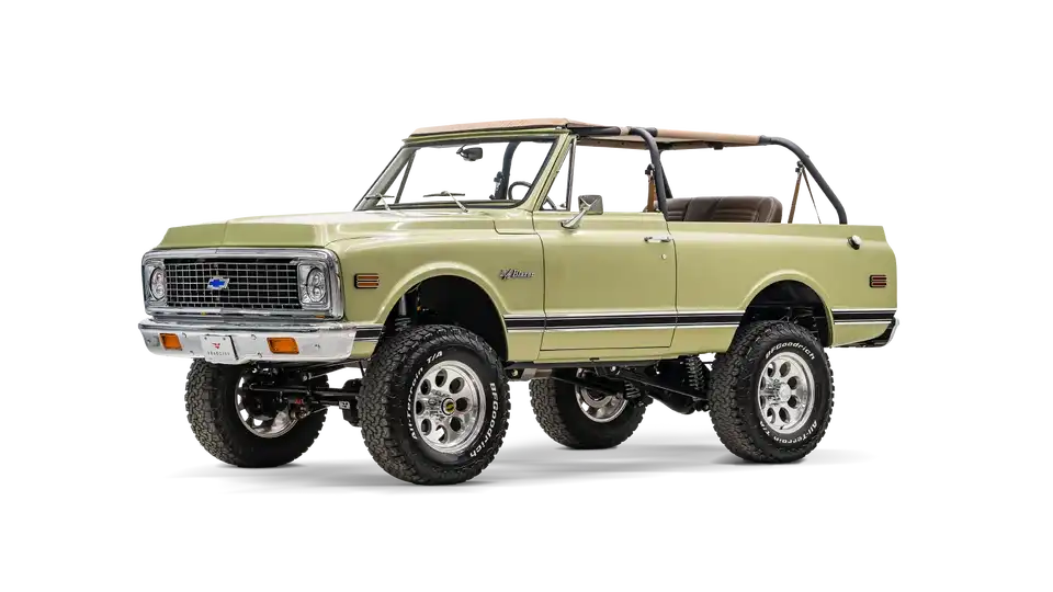 Olive Green 1970 Chevy K5 Blazer For Sale_3 Drivers Side Front 3.4