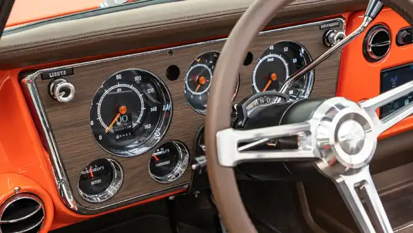1969 Hugger Orange Chevy K5 Blazer For Sale_15 Dakota Digital Gauges