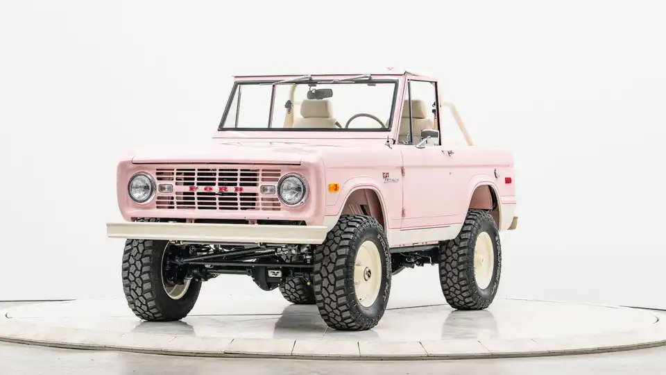 1976 Pink Ford Bronco For Sale_4 Drivers Side Front 