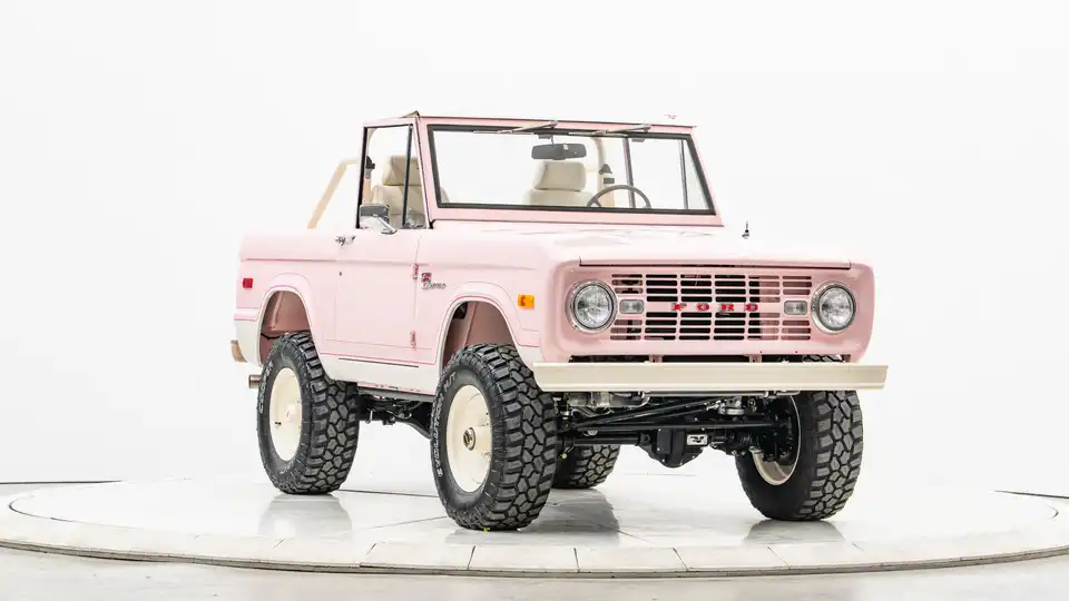 1976 Pink Ford Bronco For Sale_6 Passenger Side Front 