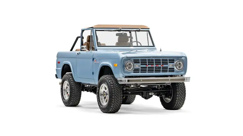 1971 Brittany Blue Ford Bronco_6 Passenger Side Front 