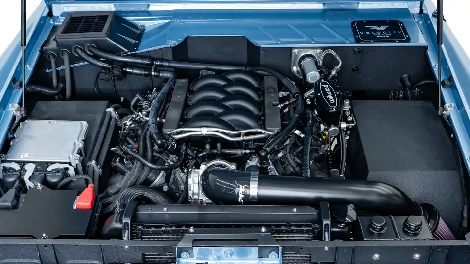 1971 Brittany Blue Ford Bronco_26 5.0L Ford Coyote Engine