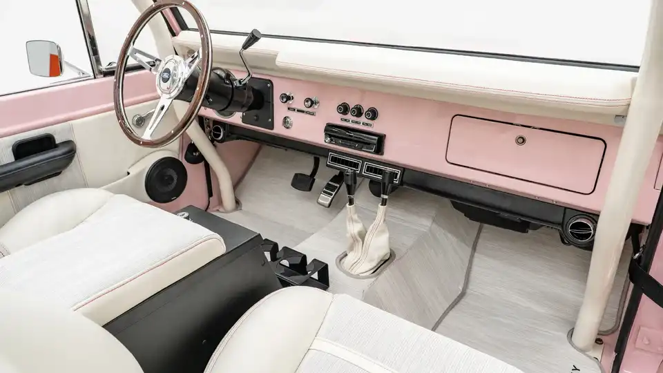 1971 Vintage Pink Ford Bronco For Sale_18 Passenger Side Interior
