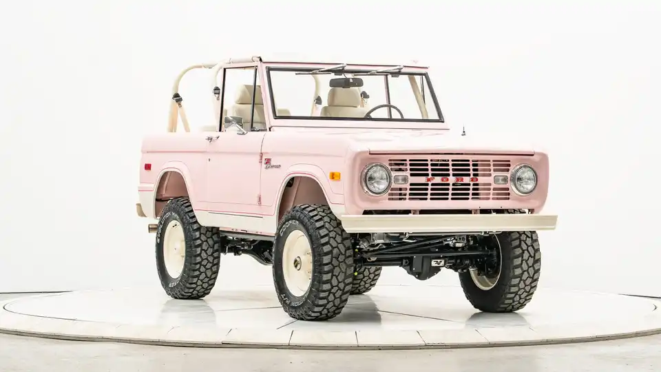 1971 Vintage Pink Ford Bronco For Sale_6 Passenger Side Front 