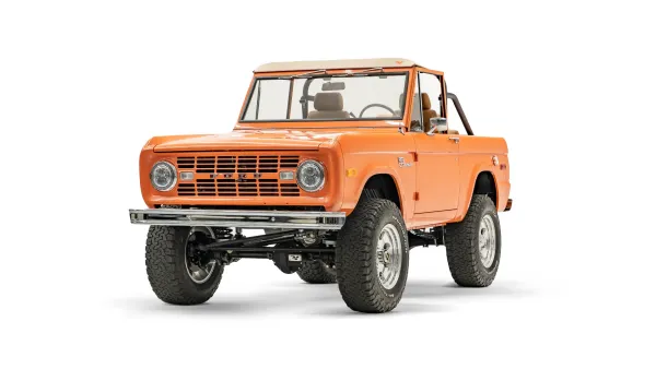 1973 Orange Vintage Ford Bronco_4 Drivers Side Front 