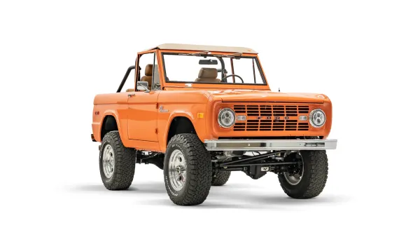 1973 Orange Vintage Ford Bronco_6 Passenger Side Front 