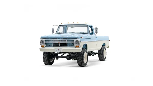 1970 Blue Ford F250 Highboy_4 Drivers Side Front 