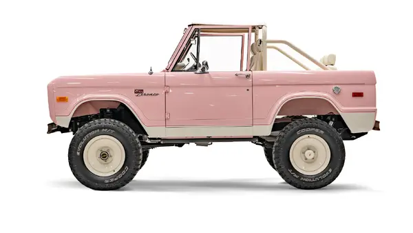1973 Pink Early Ford Bronco_2 Drivers Side 