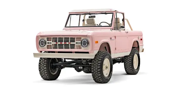 1973 Pink Early Ford Bronco_4 Drivers Side Front 