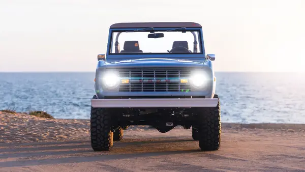 1976 Blue Vintage Bronco At Beach 01