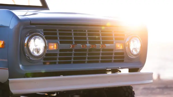 1976 Blue Vintage Bronco At Beach 06