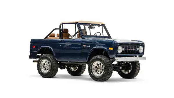 1974 Swatter Blue Ford Bronco For Sale_7 Passenger Side Front  3.4