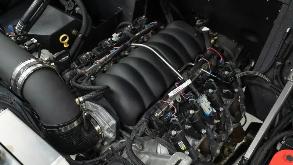 Green IH Scout_28 V8 Coyote Engine