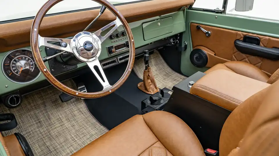 1971 Boxwood Green Ford Bronco For Sale_ 14 15 Driver Side Interior