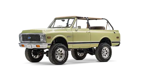 Olive Green 1970 Chevy K5 Blazer For Sale_3 Drivers Side Front 3.4