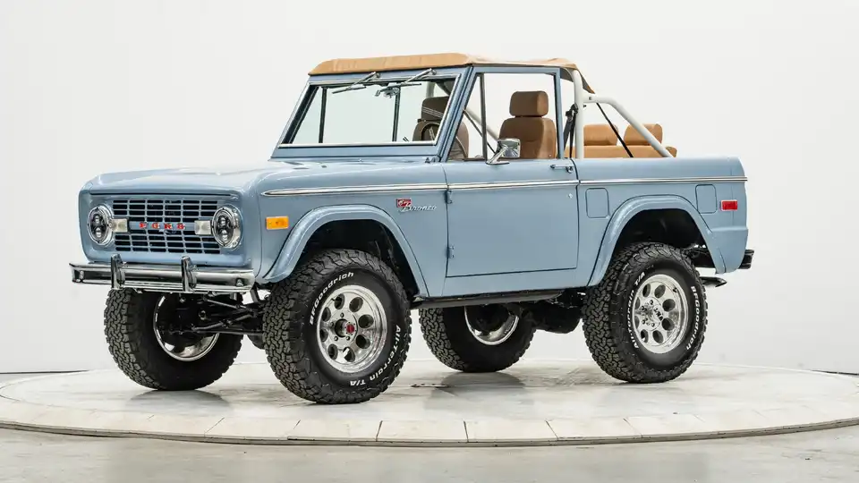 1974 Brittany Blue Ford Bronco For Sale_3 Drivers Side Front 3.4
