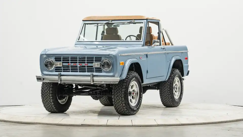1974 Brittany Blue Ford Bronco For Sale_4 Drivers Side Front 