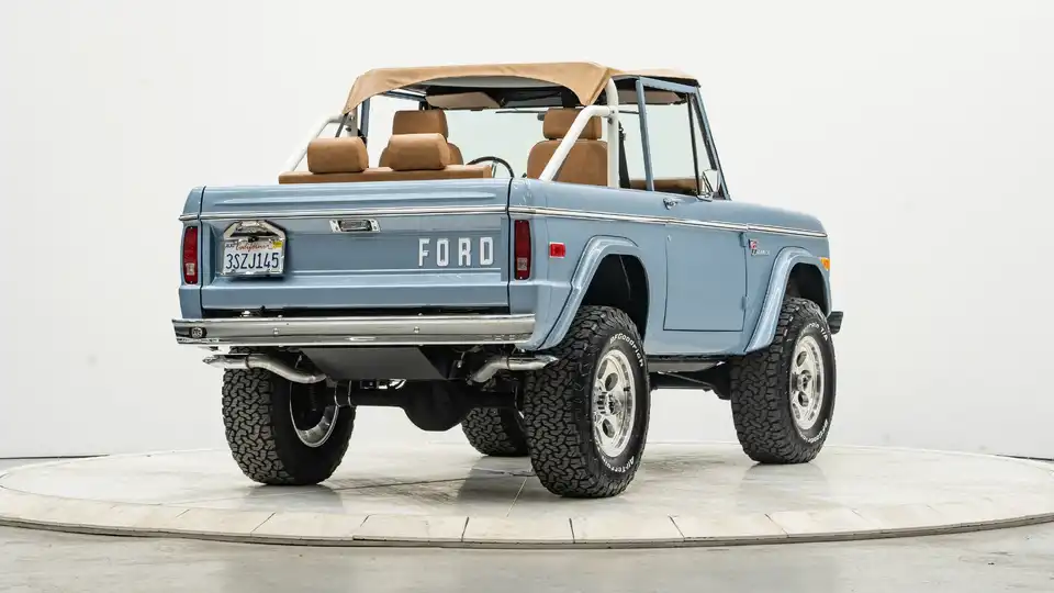 1974 Brittany Blue Ford Bronco For Sale_10 Passenger Side Rear