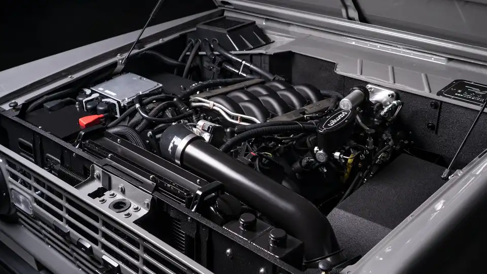 1976 Gray Ford Bronco For Sale_28 V8 Coyote Engine